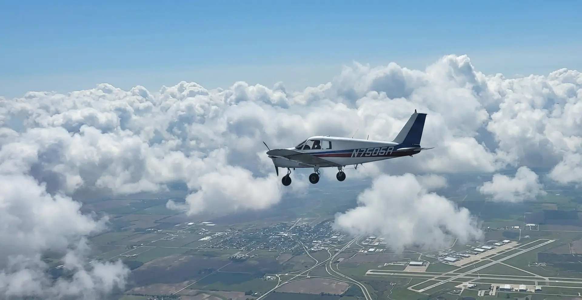 Student pilot navigating with instructor
