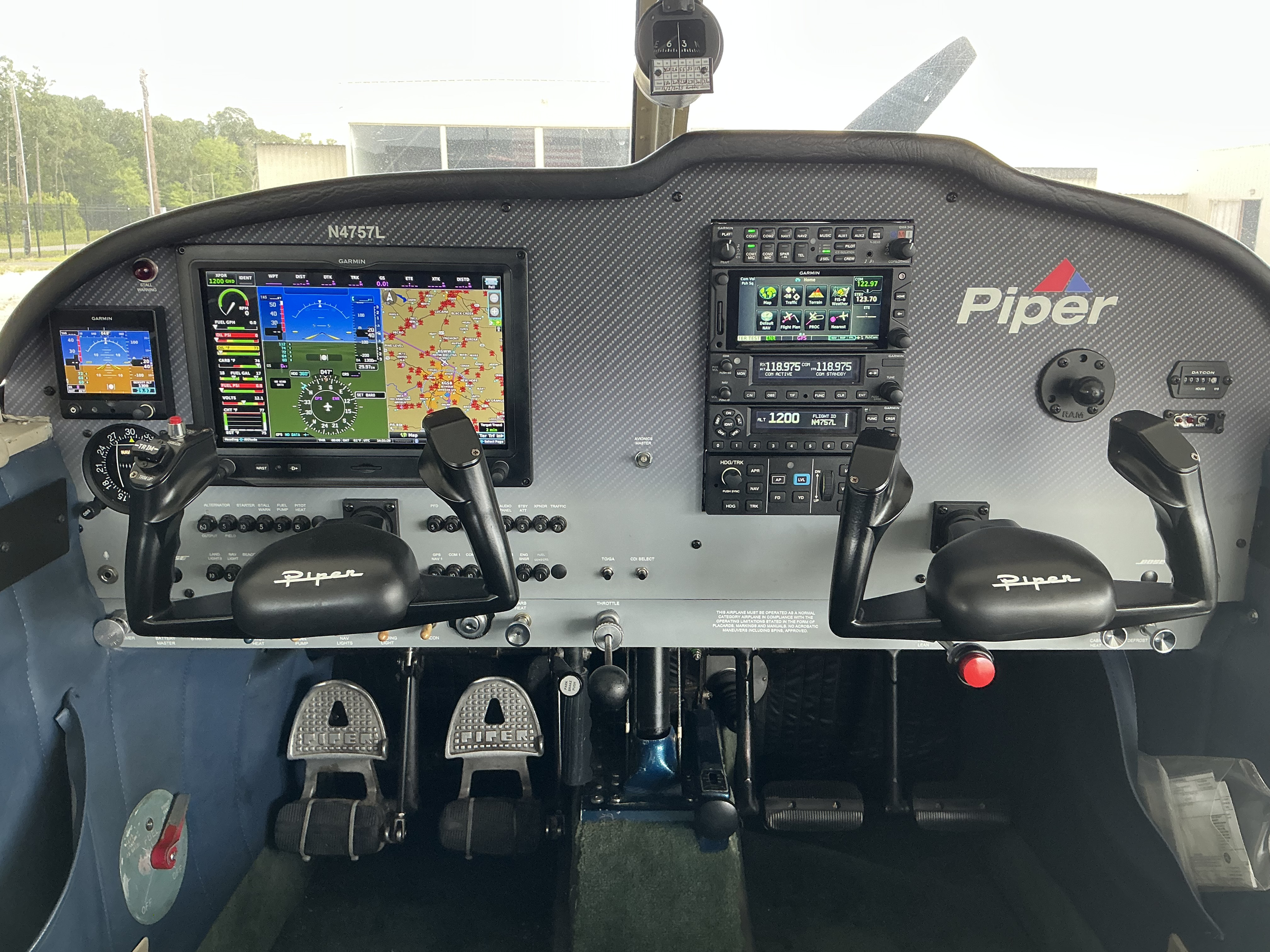 Aircraft avionics panel used for checking weather and flight instruments